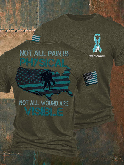 Men's PTSD Awareness Veteran Printed T-shirt