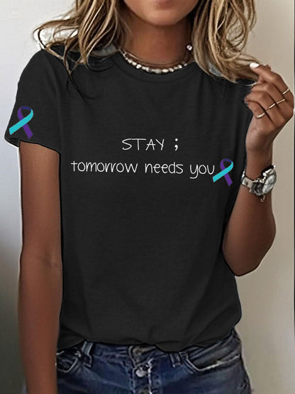 Women's PTSD Awareness Veteran Printed T-shirt