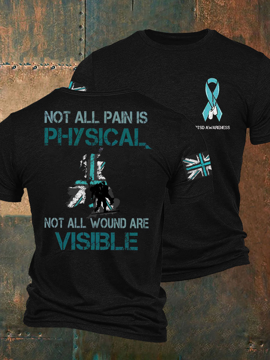Men's PTSD Awareness Veteran Printed T-shirt