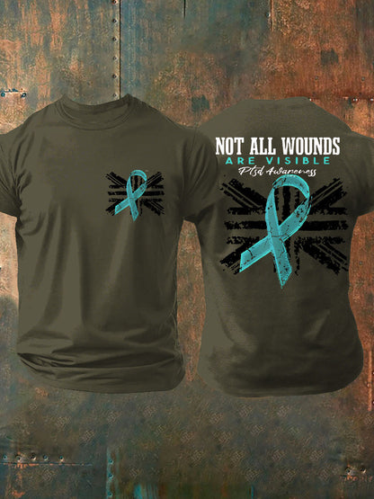 Men's PTSD Awareness Veteran Printed T-shirt