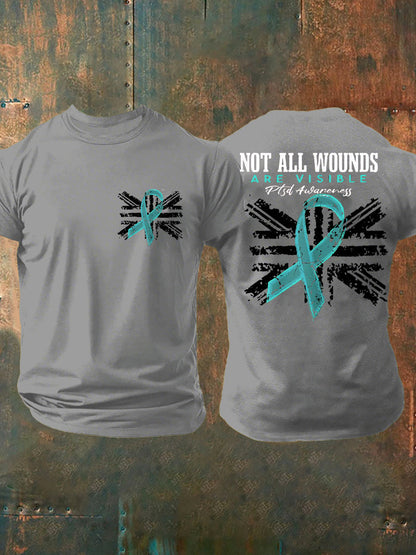 Men's PTSD Awareness Veteran Printed T-shirt