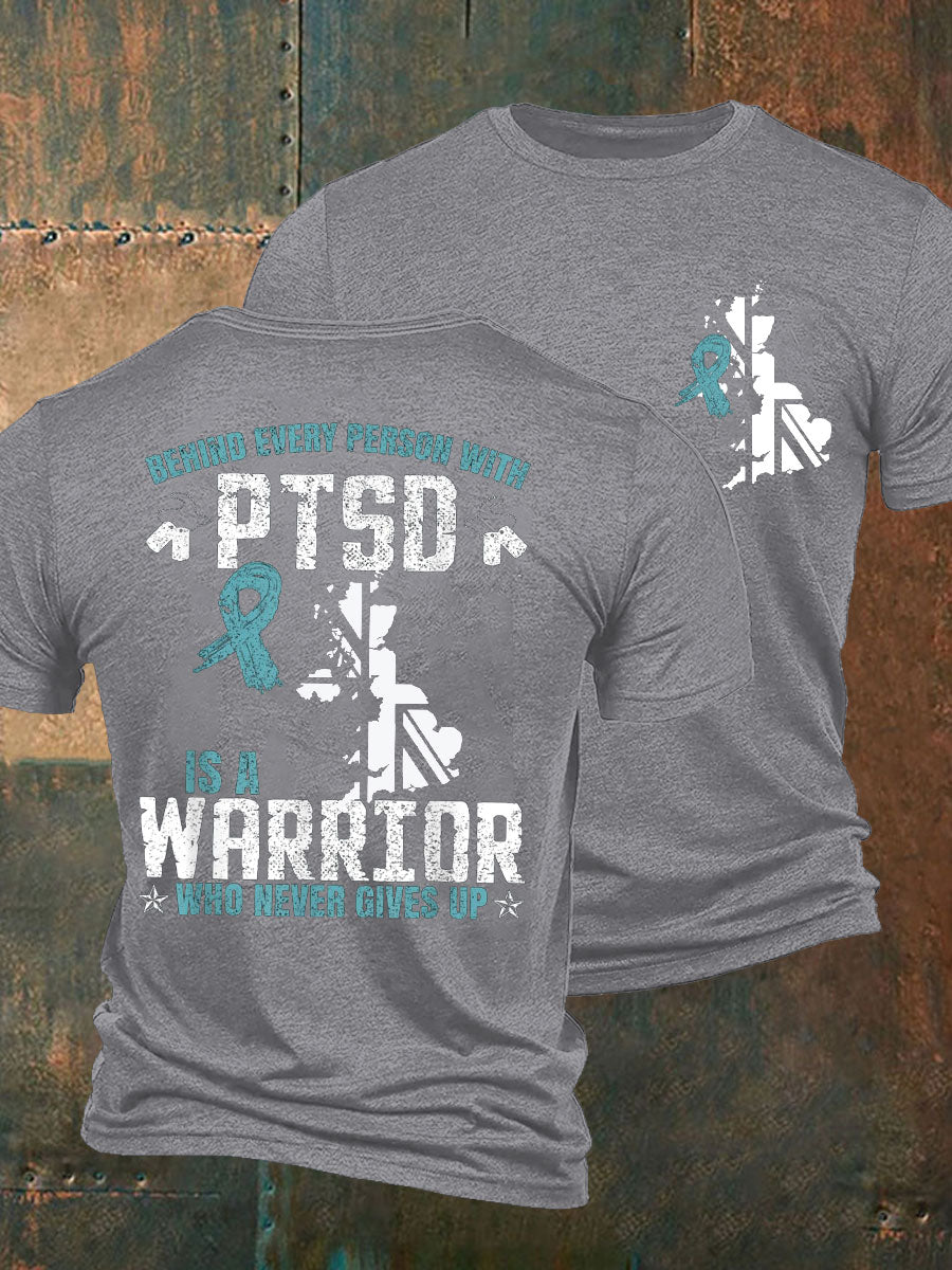 Men's PTSD Awareness Veteran Printed T-shirt
