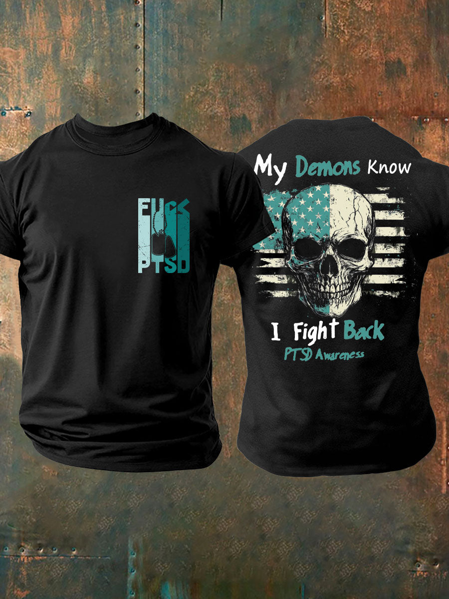 Men's PTSD Awareness Veteran Printed T-shirt