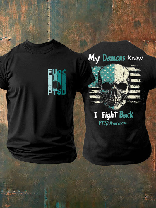 Men's PTSD Awareness Veteran Printed T-shirt