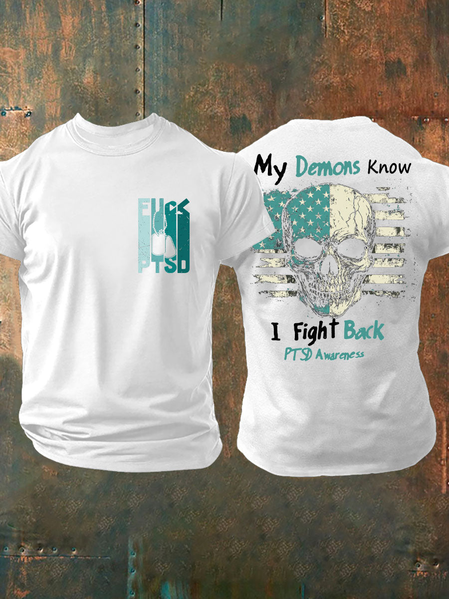 Men's PTSD Awareness Veteran Printed T-shirt