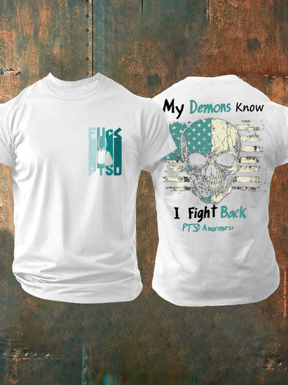 Men's PTSD Awareness Veteran Printed T-shirt