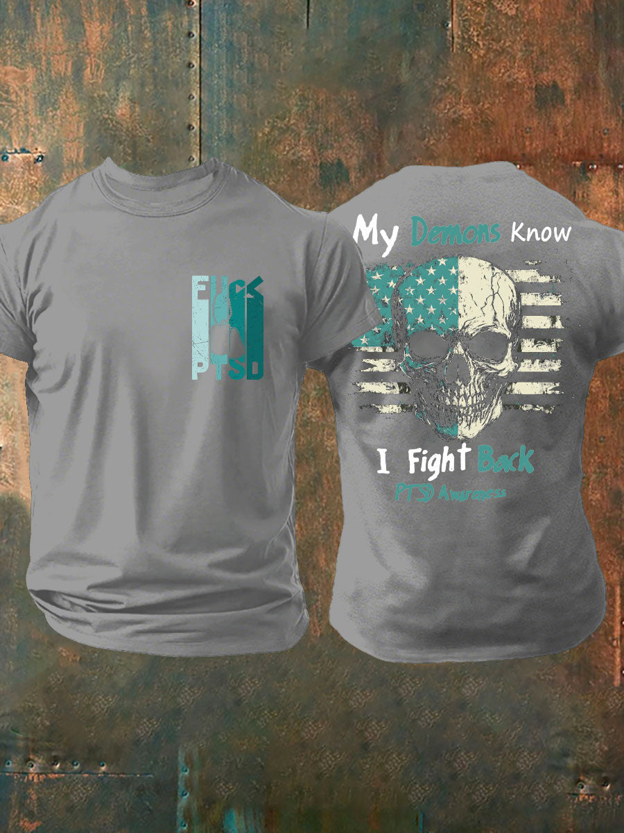 Men's PTSD Awareness Veteran Printed T-shirt