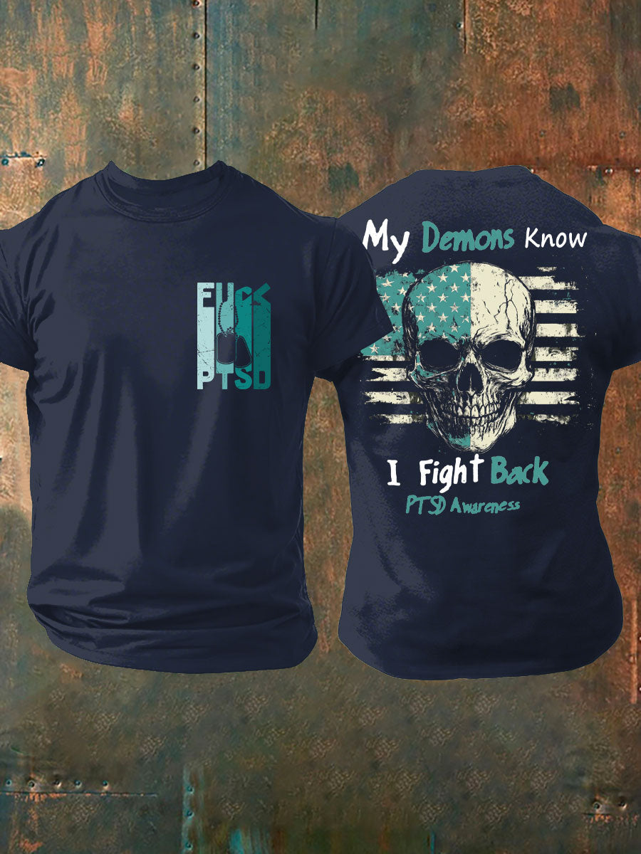 Men's PTSD Awareness Veteran Printed T-shirt