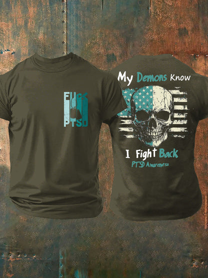 Men's PTSD Awareness Veteran Printed T-shirt