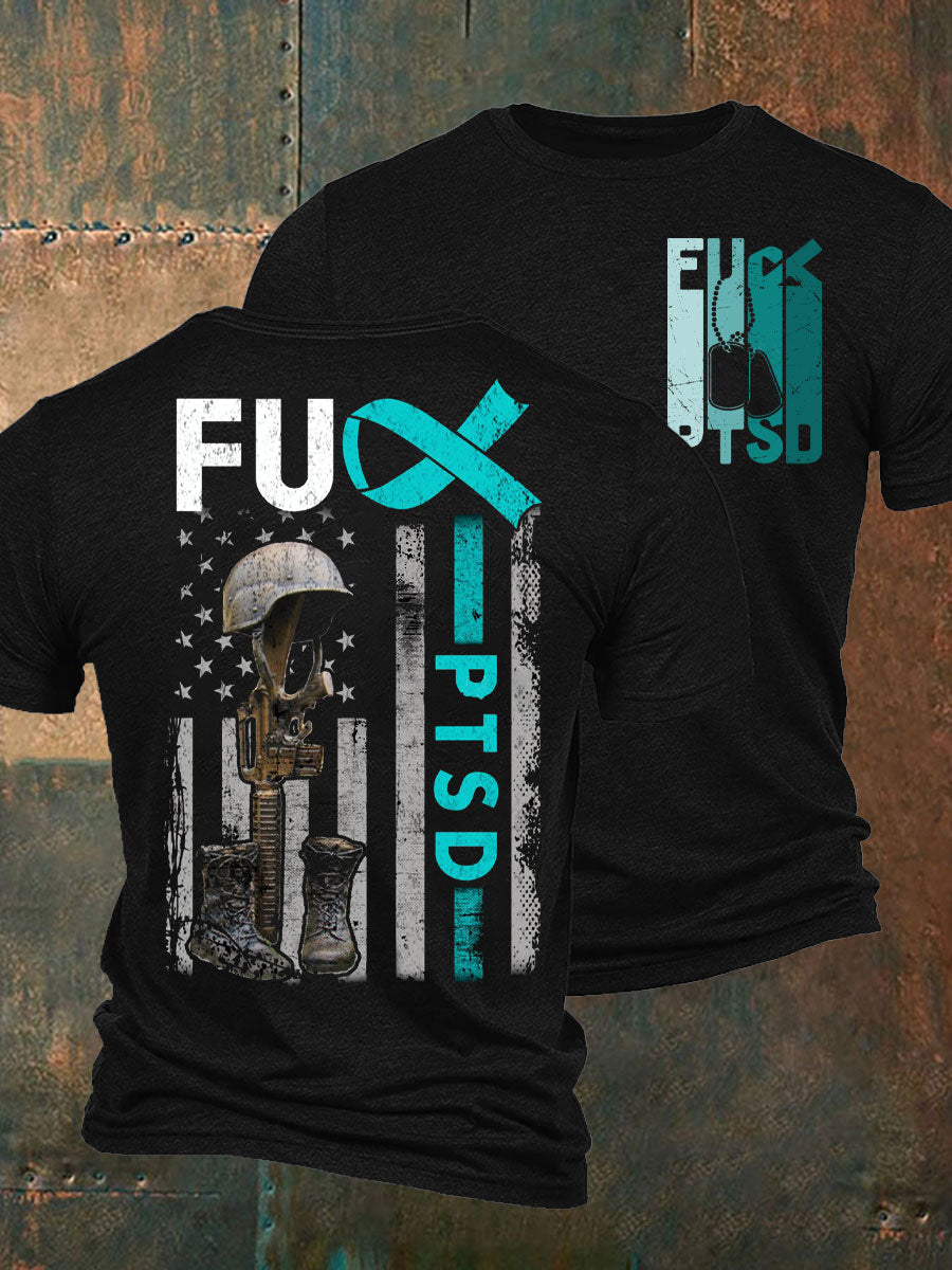 Men's PTSD Awareness Veteran Printed T-shirt