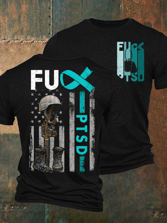 Men's PTSD Awareness Veteran Printed T-shirt