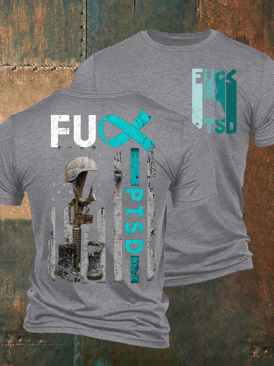 Men's PTSD Awareness Veteran Printed T-shirt