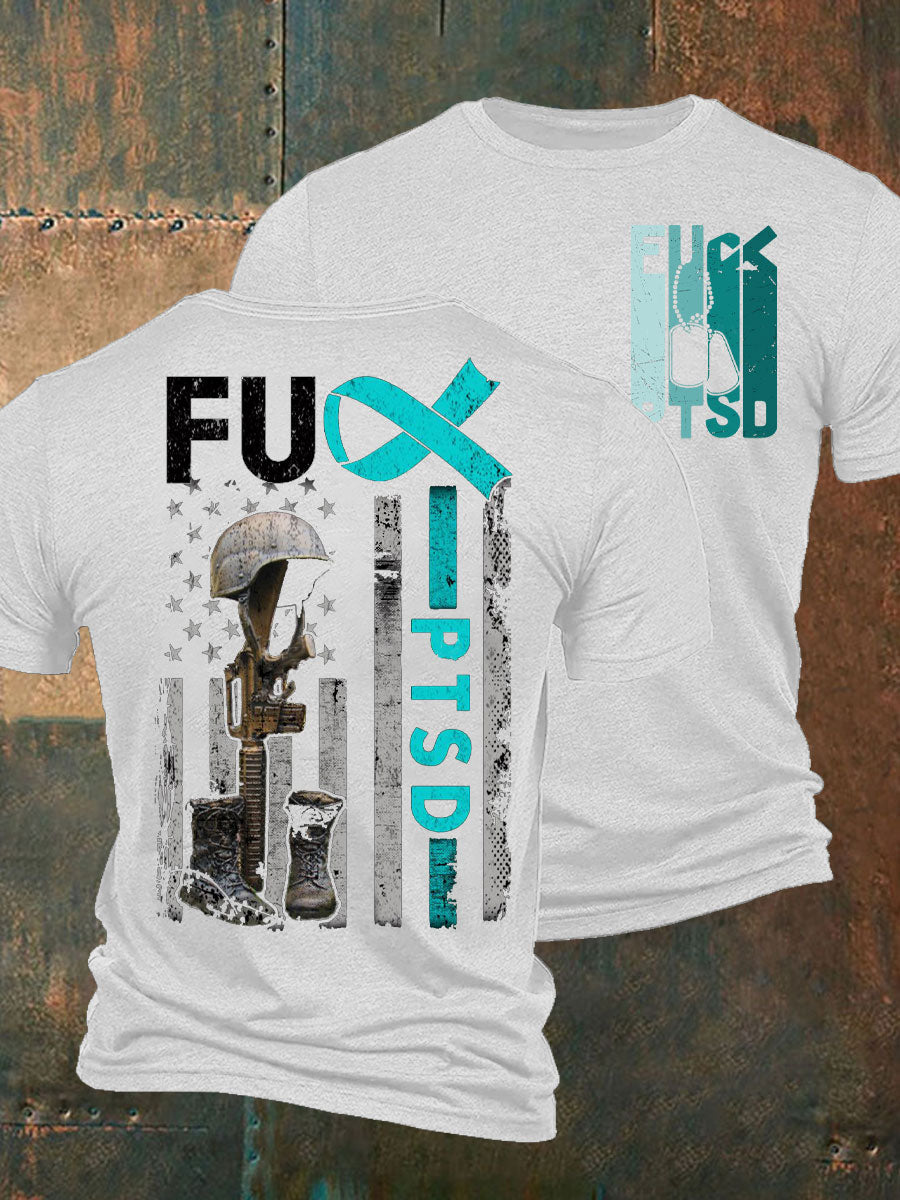 Men's PTSD Awareness Veteran Printed T-shirt