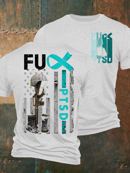 Men's PTSD Awareness Veteran Printed T-shirt