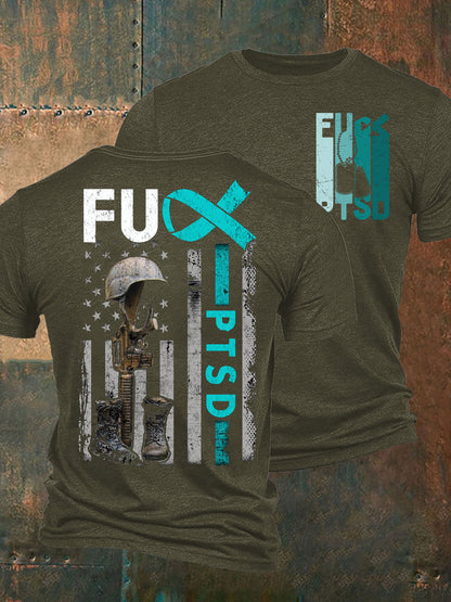 Men's PTSD Awareness Veteran Printed T-shirt