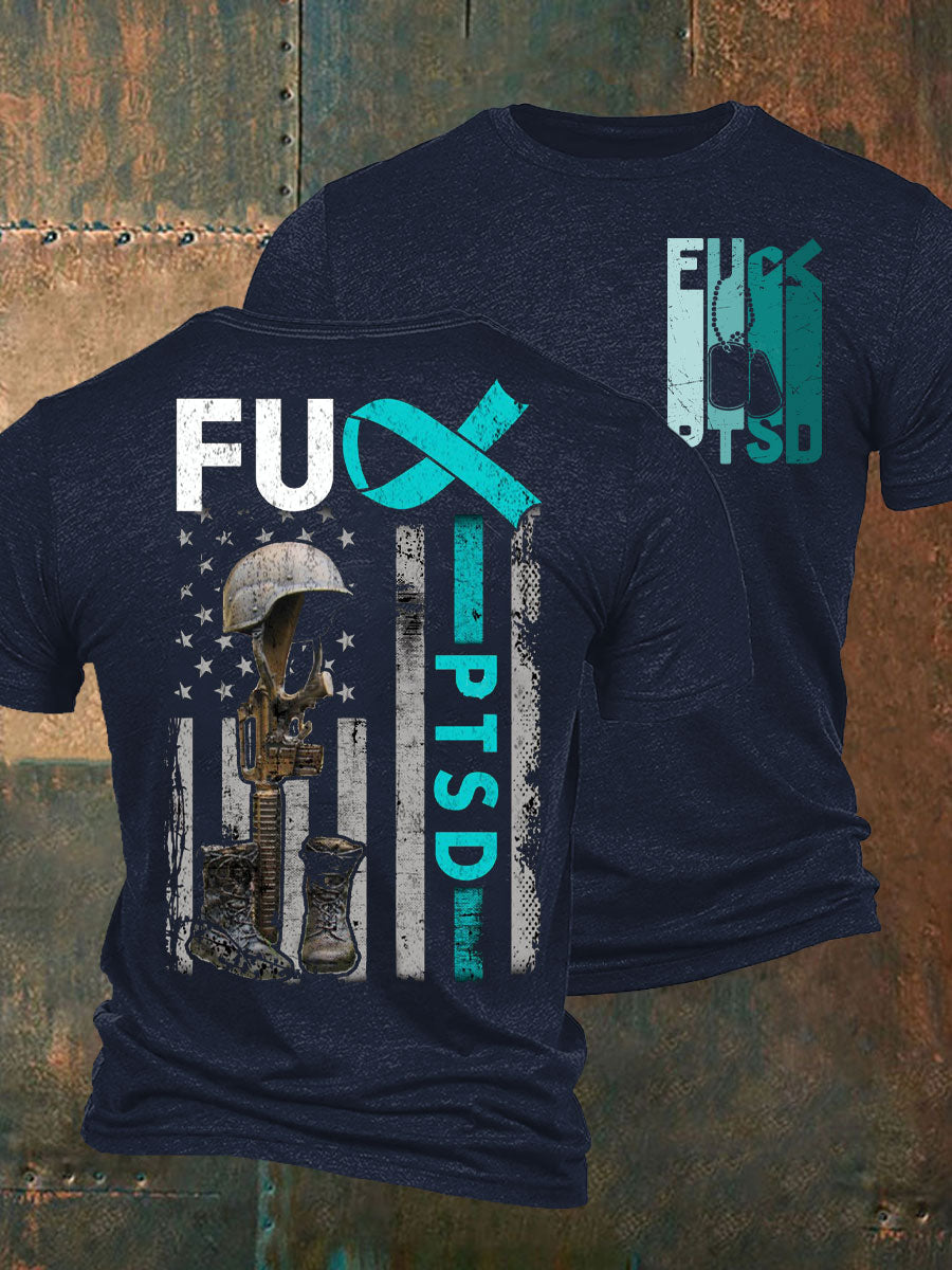 Men's PTSD Awareness Veteran Printed T-shirt