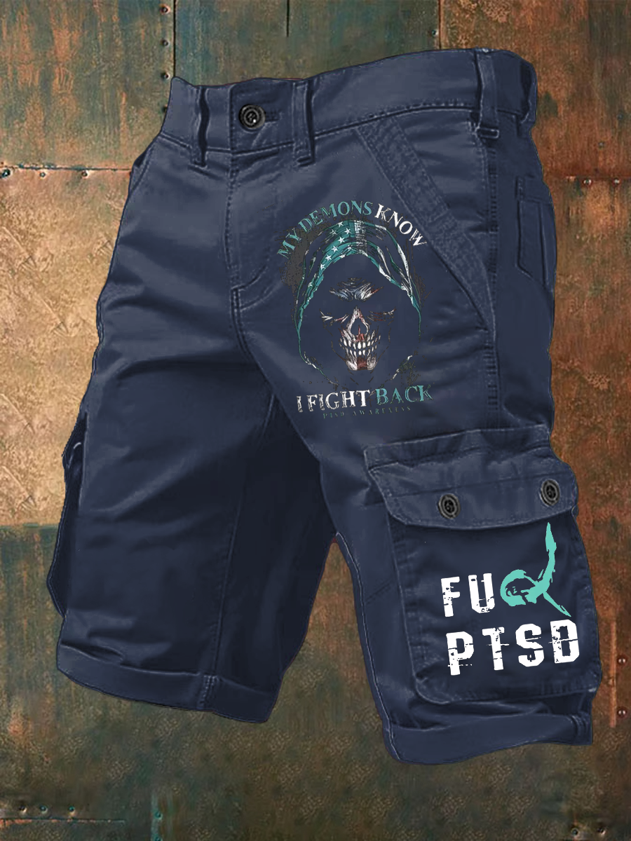 Men's PTSD Awareness Veteran Printed Shorts