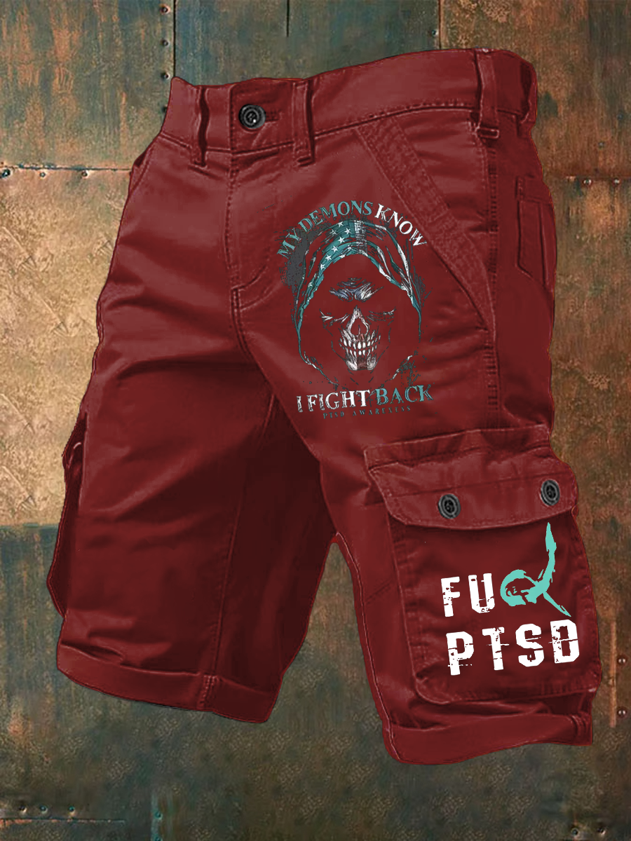 Men's PTSD Awareness Veteran Printed Shorts