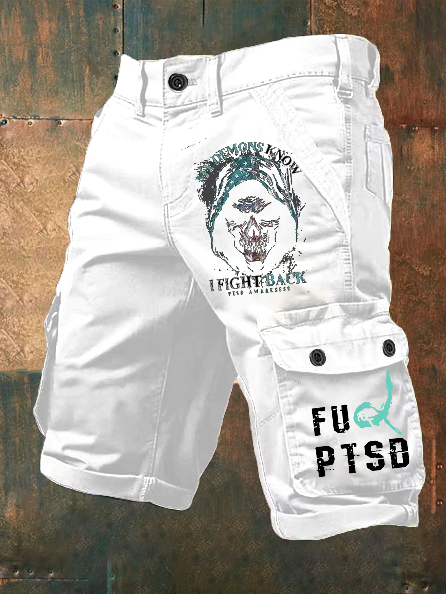 Men's PTSD Awareness Veteran Printed Shorts