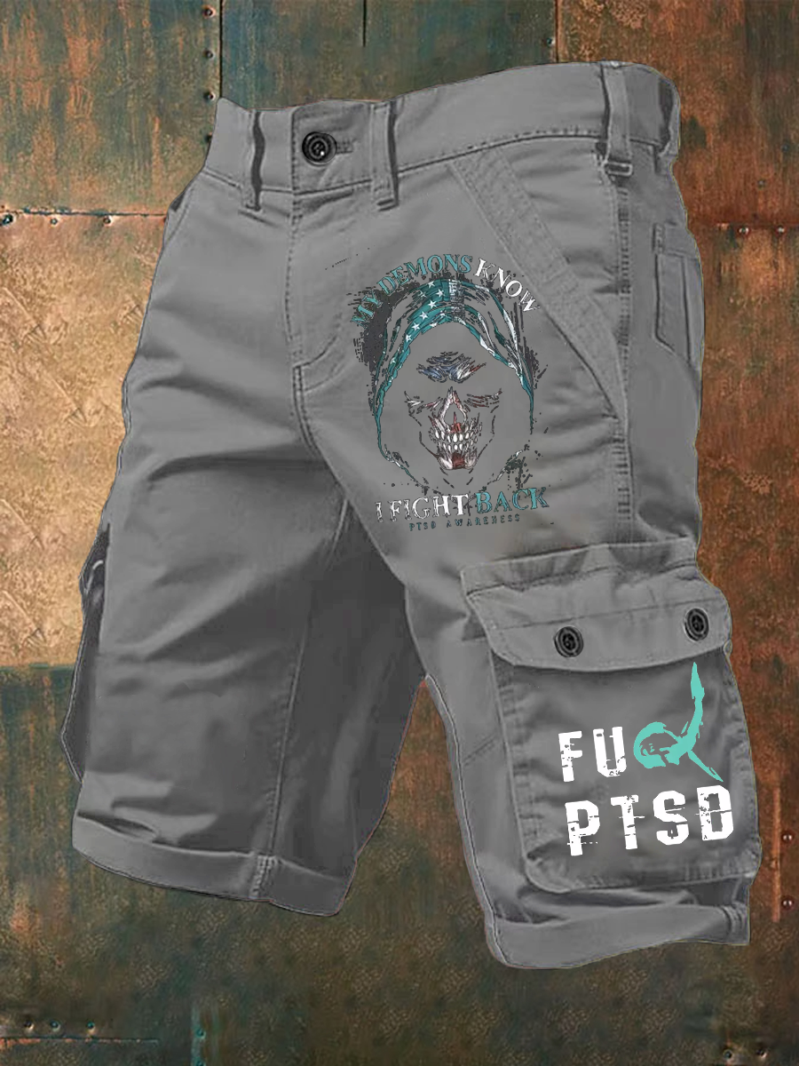 Men's PTSD Awareness Veteran Printed Shorts