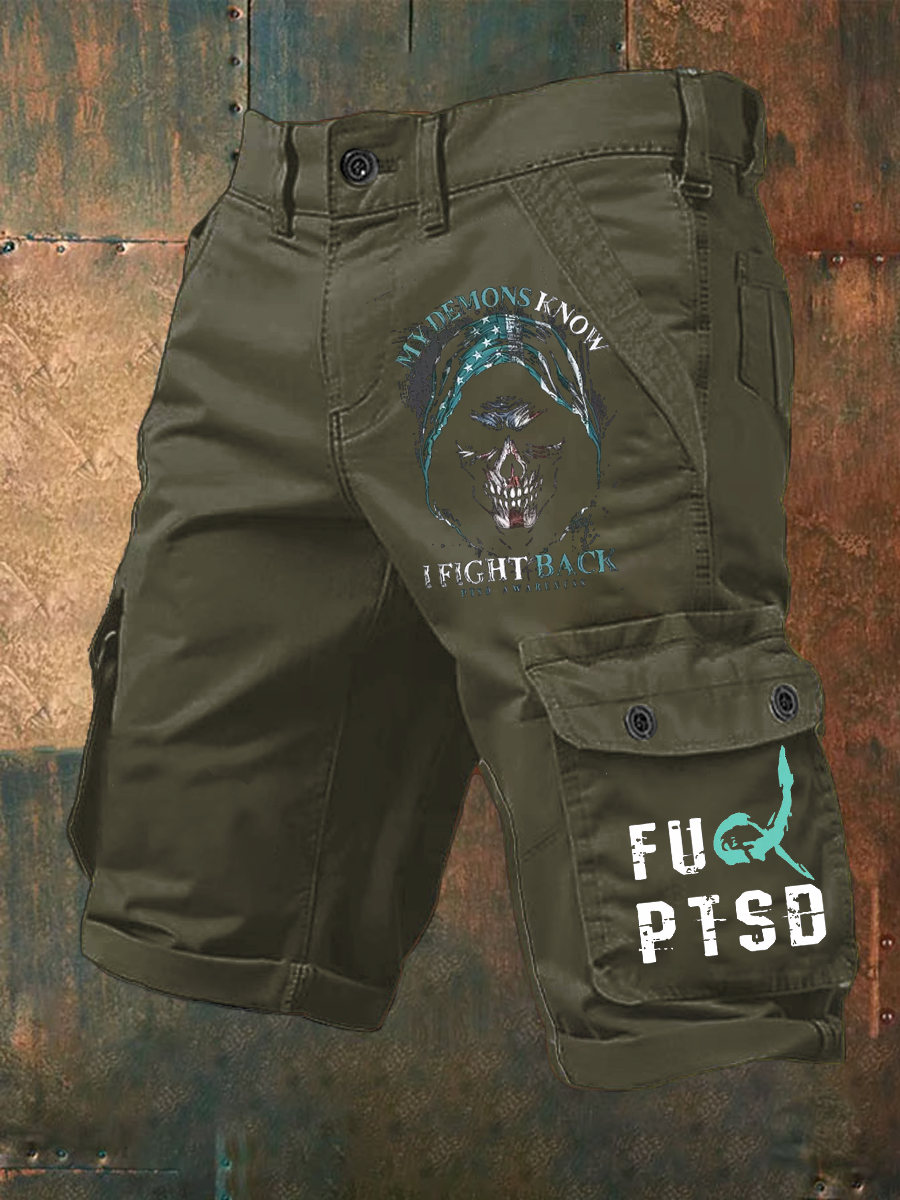 Men's PTSD Awareness Veteran Printed Shorts
