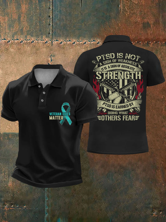 Men's PTSD Awareness Veteran Printed Casual Tops