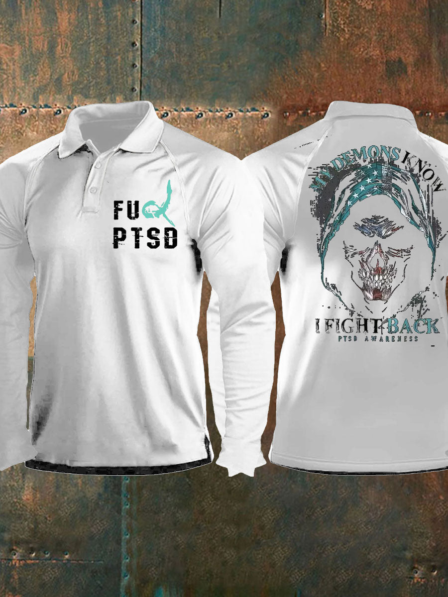 Men's PTSD Awareness Veteran Printed Casual Tops