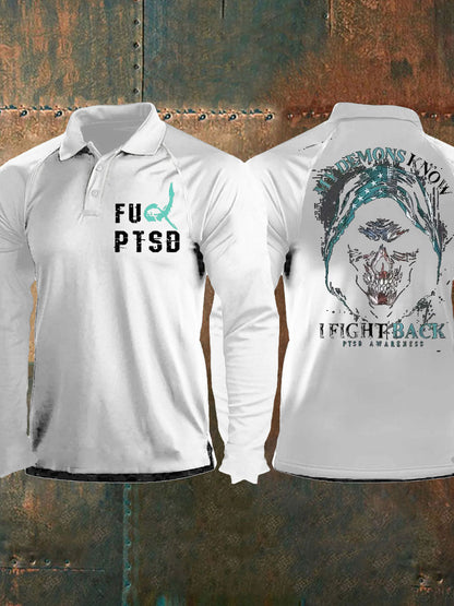 Men's PTSD Awareness Veteran Printed Casual Tops