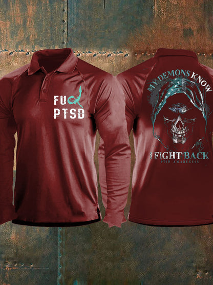 Men's PTSD Awareness Veteran Printed Casual Tops