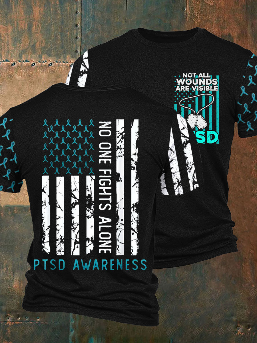 Men's PTSD Awareness Veteran Printed T-shirt