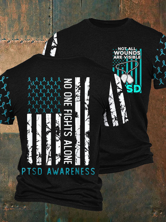 Men's PTSD Awareness Veteran Printed T-shirt