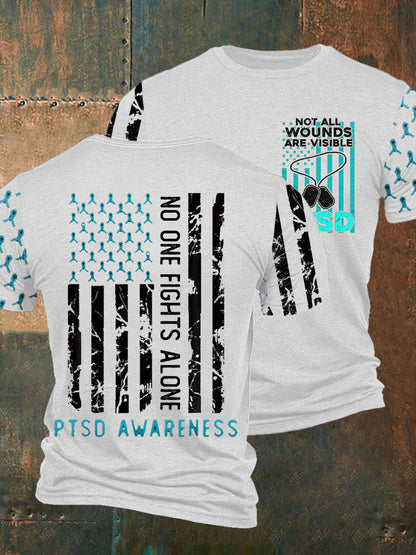 Men's PTSD Awareness Veteran Printed T-shirt