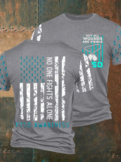 Men's PTSD Awareness Veteran Printed T-shirt