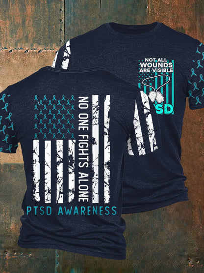 Men's PTSD Awareness Veteran Printed T-shirt