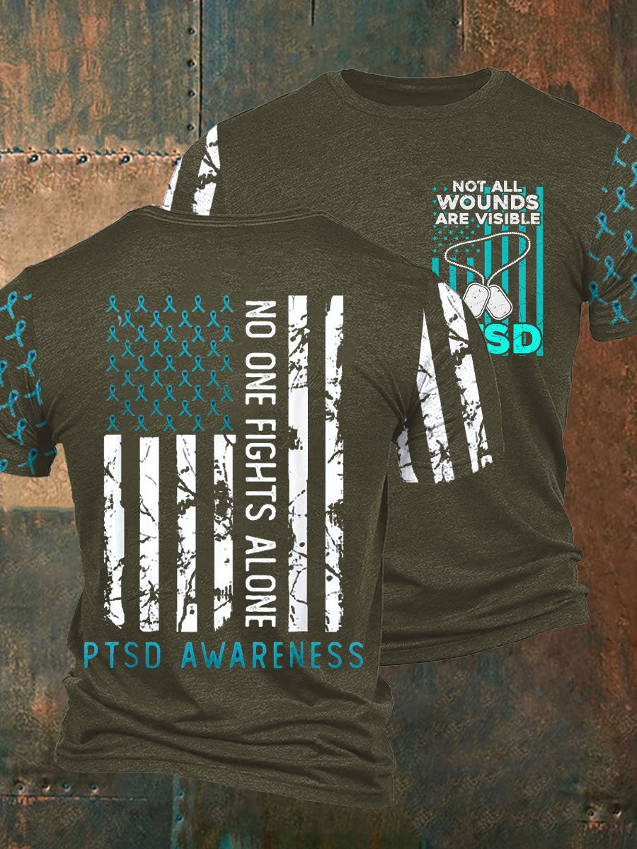 Men's PTSD Awareness Veteran Printed T-shirt