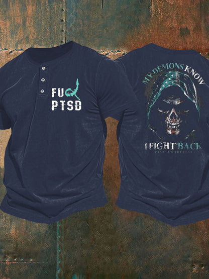 Men's PTSD Awareness Veteran Printed Casual Tops