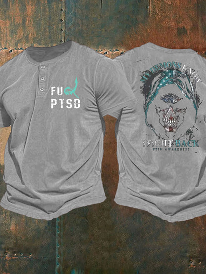 Men's PTSD Awareness Veteran Printed Casual Tops