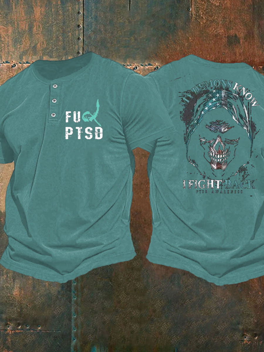 Men's PTSD Awareness Veteran Printed Casual Tops