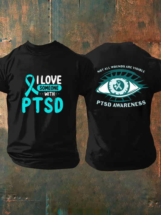 Men's Vintage PTSD Cognitive Veteran Print T-Shirt