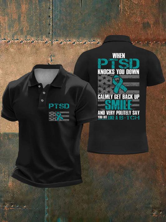 Men's PTSD Awareness Veteran Printed Casual Tops