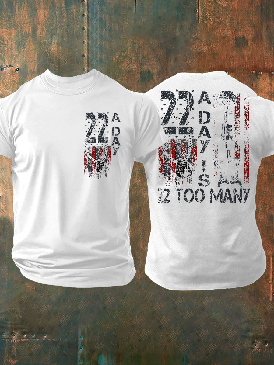 Men's 22 Matter PTSD Awareness Veteran Printed T-shirt