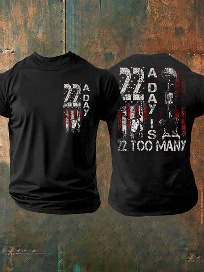 Men's 22 Matter PTSD Awareness Veteran Printed T-shirt
