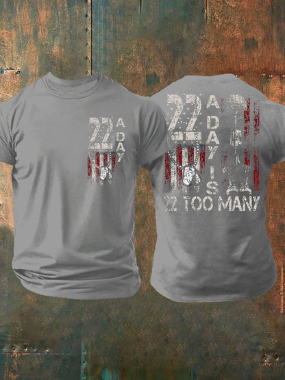 Men's 22 Matter PTSD Awareness Veteran Printed T-shirt