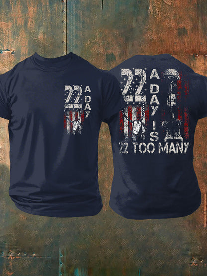 Men's 22 Matter PTSD Awareness Veteran Printed T-shirt