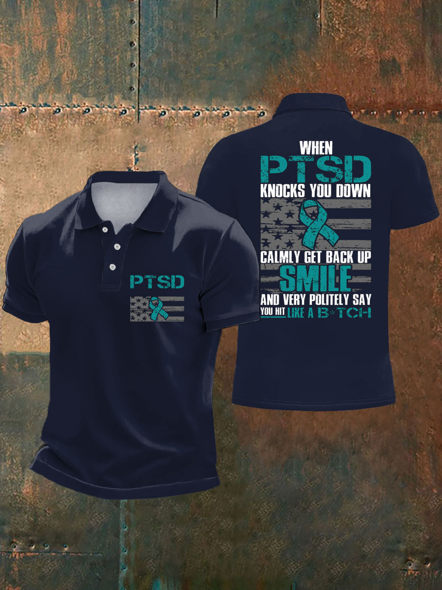 Men's PTSD Awareness Veteran Printed Casual Tops