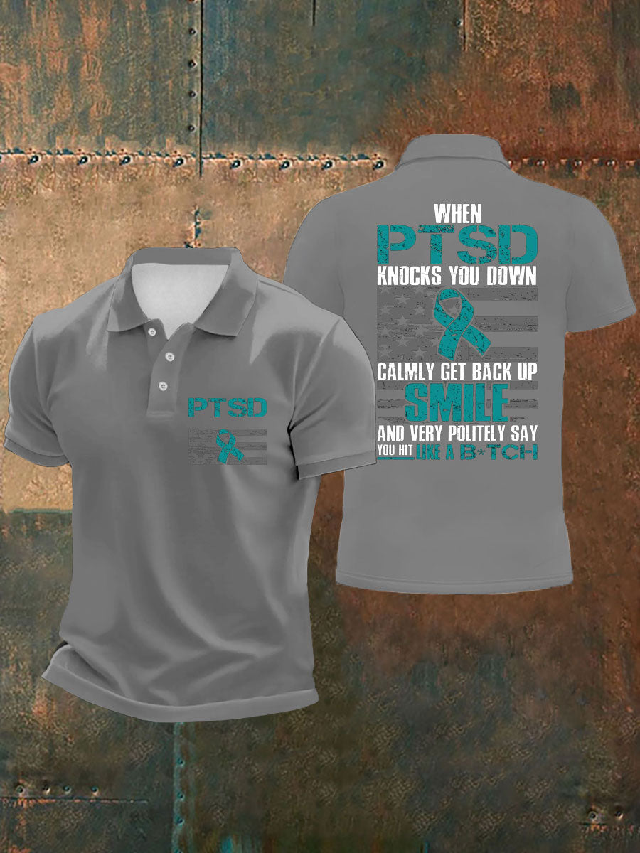 Men's PTSD Awareness Veteran Printed Casual Tops
