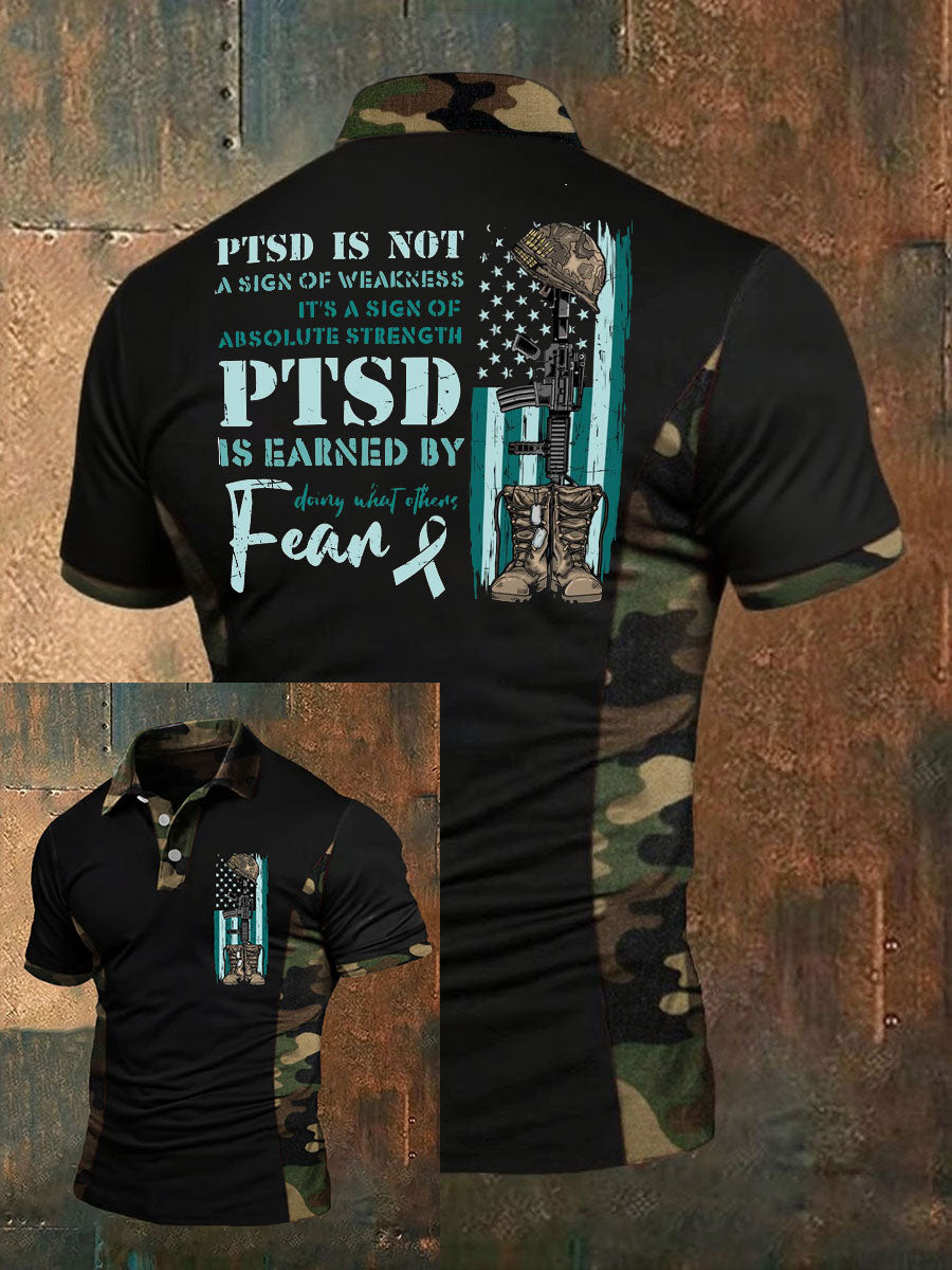 Men's PTSD Awareness Veteran Printed Casual Tops