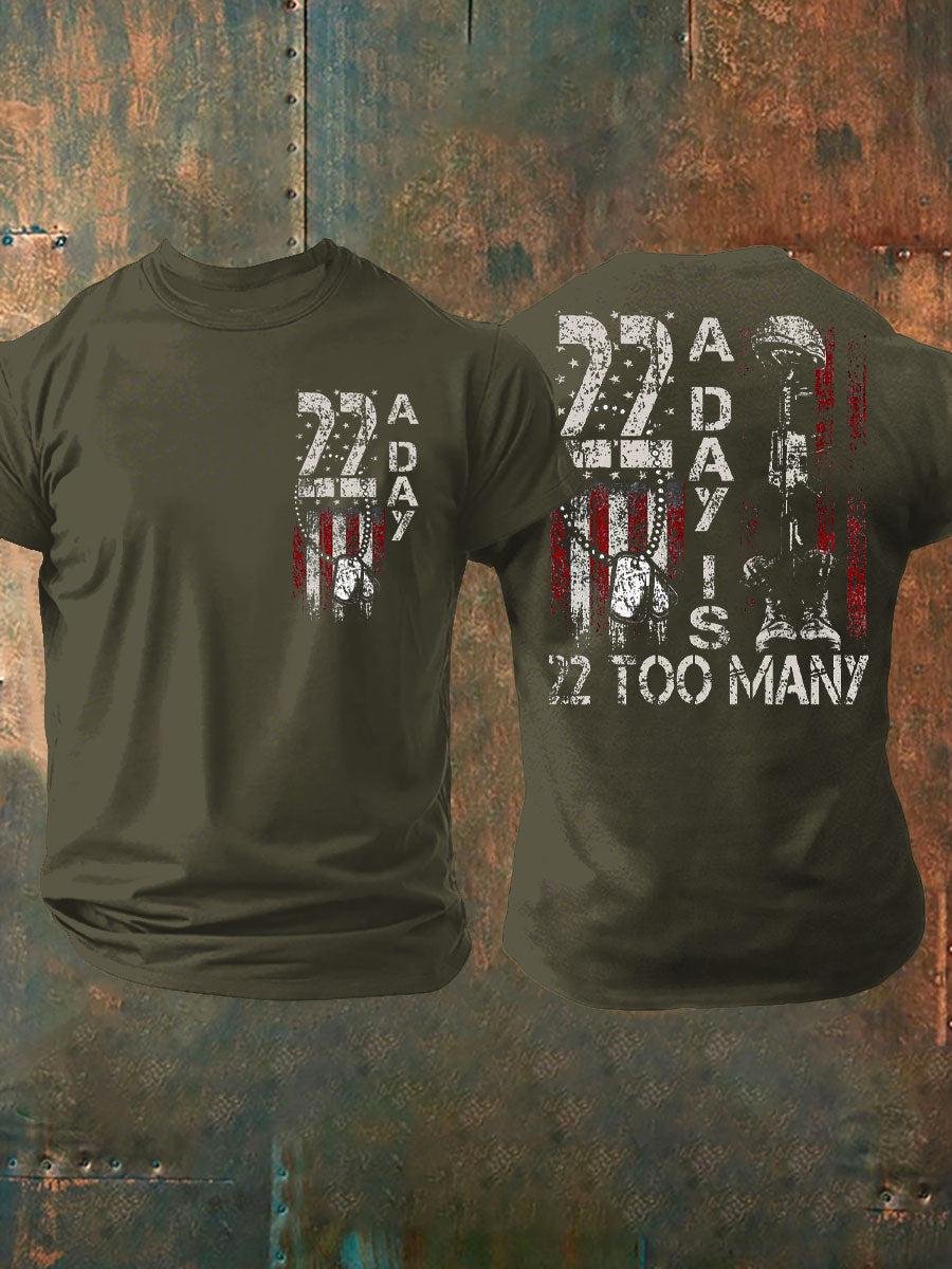 Men's 22 Matter PTSD Awareness Veteran Printed T-shirt