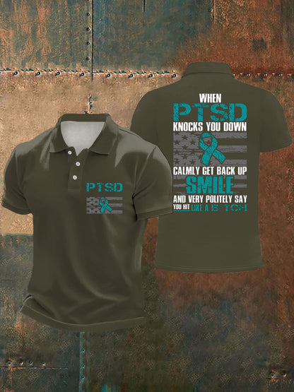 Men's PTSD Awareness Veteran Printed Casual Tops