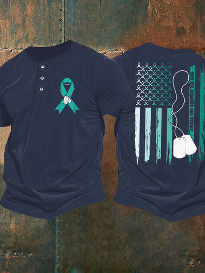 Men's PTSD Awareness Veteran Printed Casual Tops